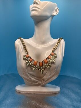 Charming Charlie Coral and Cream Statement Bib Necklace